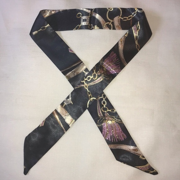 -Twilly Silk Handbag Headband Neck Tie Scarf - Picture 5 of 9
